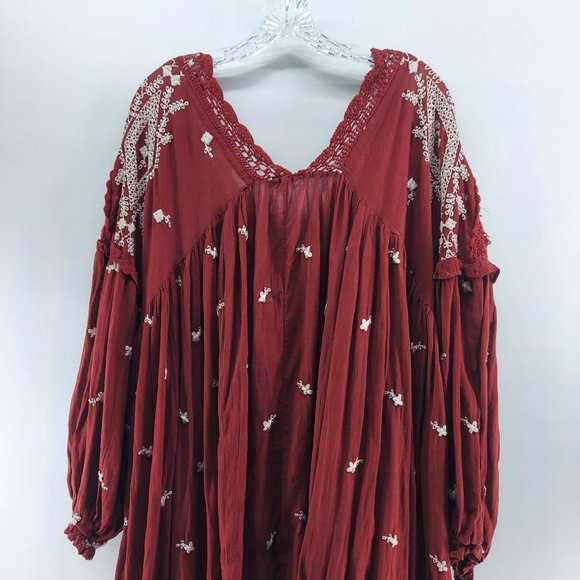 FREE PEOPLE BOHO TIER DRESS BALLON SLEEVE SIZE SMALL - Picture 11 of 14